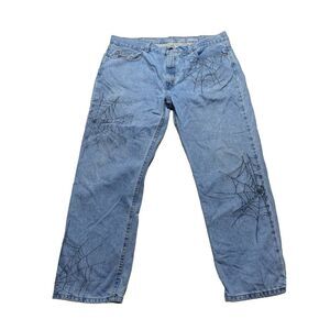 Custom Punk Emo Grunge Spiderweb Denim Jeans Sz 40x30 PLEASE READ DETAILS
